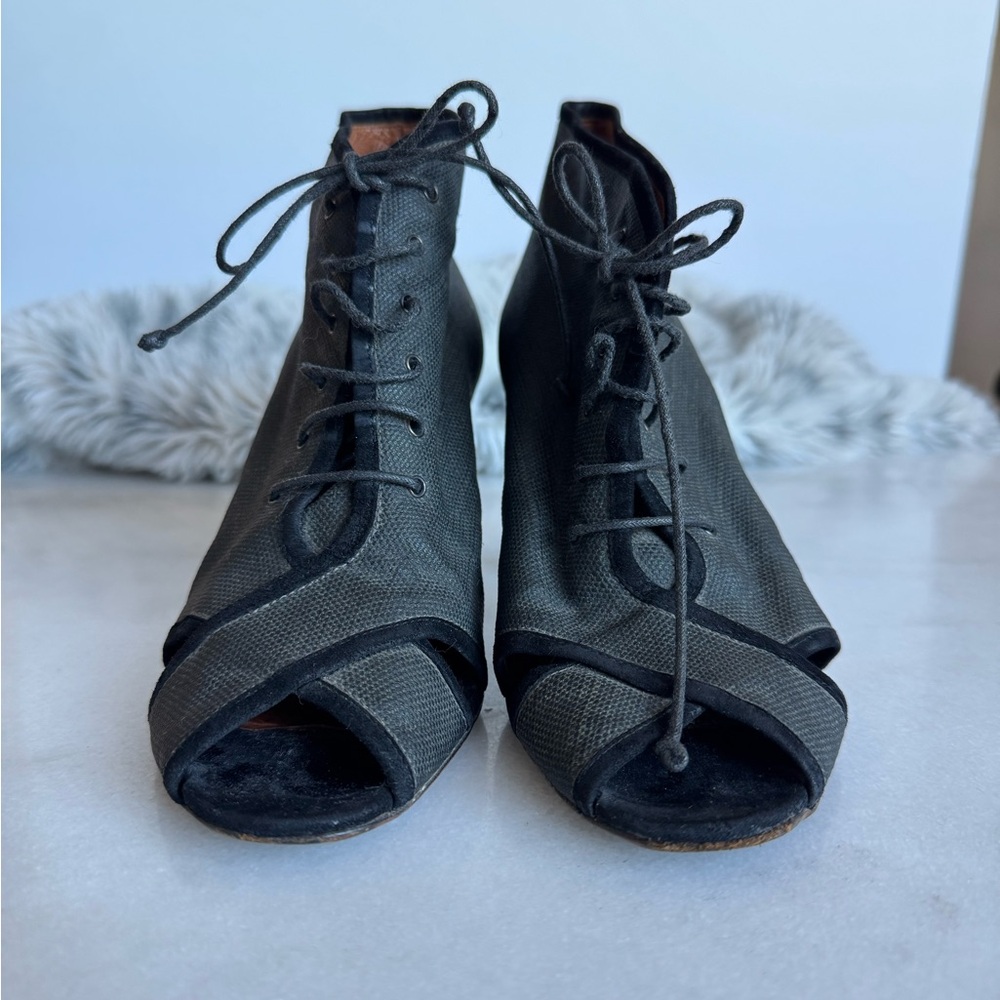 Givenchy Black Lace-Up Open-Toe Boots
